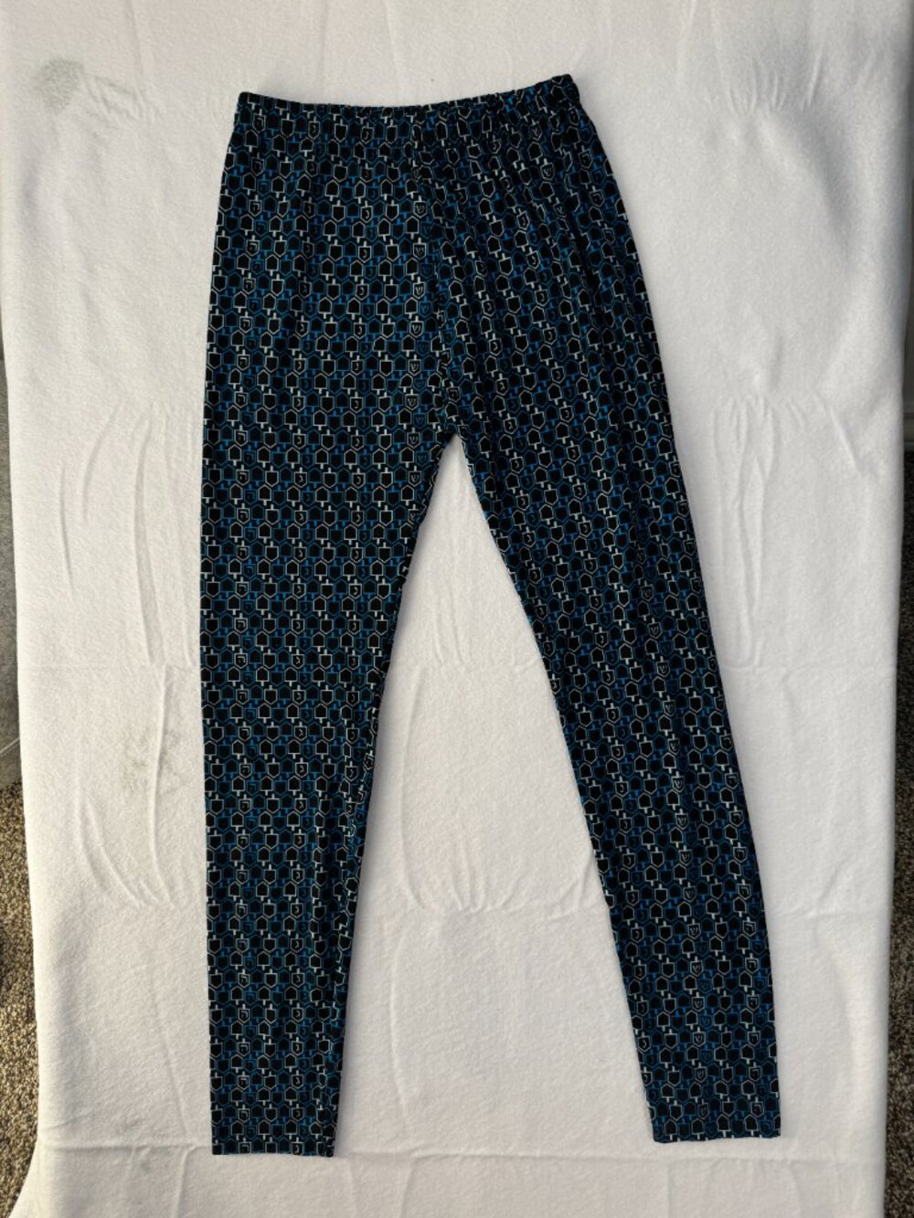 Rite Lite Hanukkah Dreidel Leggings One Size Fits Most Blue Black Holiday NWOT - Picture 3 of 4